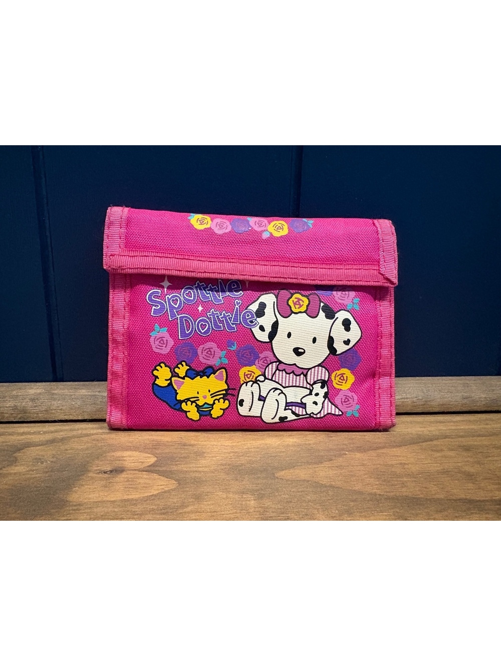 Vintage 90s Sanrio Spottie Dottie Nylon Wallet Hook And Loop Closure Pink